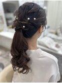 ポニーテール／結婚式お呼ばれヘア／二次会ヘア／ロング