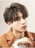 韓国マッシュフェザーパーマニュアンスパーマセンターパート黒髪
