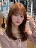 大人ガーリーダークアッシュミディアムレイヤーカット髪質改善!