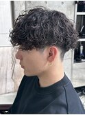 大分つよめ波巻きスパイラルパーマメンズカットラウンドマッシュ
