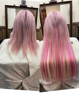 ディー エメ(D-aimer-) 【MA I】桜色ピンク×ビビットピンクメッシュエクステ☆