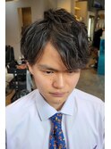 刈り上げセンターパートフェザーパーマサーフカール