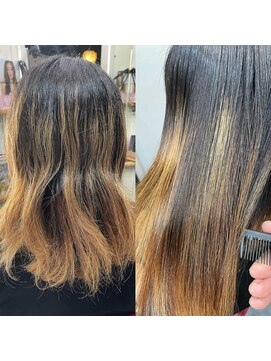 ジュジュ jou jou ブリーチ・ハイライト歴の縮毛矯正