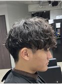 メンズ/アップバング/ツーブロックマッシュ/束間ショート/波巻き