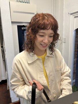 ラレイ(Lalei) ミディアムレイヤー×スパイラルパーマ/オレンジカラー