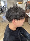 王道マッシュに波巻きパーマ