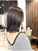 ロングショートワンカールパーマカーキグレージュ前髪錦糸町