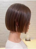 武蔵小杉大人前下がりミニボブ秋冬カラー透明感カラーブラウン