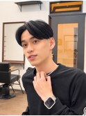 センターパートテーパーフェード大宮シースルーマッシュ