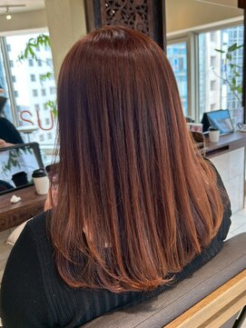ヘアリゾート粋 ティガ 池袋店(tiga) オレンジブラウン/ストレートヘア/艶髪