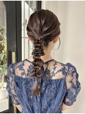 ヘアセット　編みおろしヘア　ポニーテールアレンジ