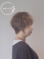 パーチ(perch) 前下がりショート×ミルクティーベージュの白髪ぼかし