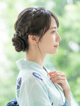 と和 巣鴨 大人上品な浴衣ヘア＊崩れない編み込みシニヨン