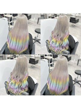 シェイロ(Cielro) グレー×レインボーカラー/こなれミディアンブレラカラー