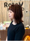 カシスピンク×ミディアム×眉上バング　【Rotohair】