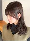 ★小顔前髪レイヤーカットナチュラル透明感ベージュ