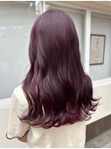 【白石】ブリーチなし7トーンワインレッド赤髪暖色艶カラー原宿