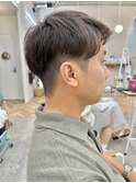 メンズヘアカット☆刈り上げルーズパーマ短髪フェードブラウン☆