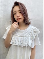 【shige】耳掛けウエーブパーマフォギーベージュスリークボブ