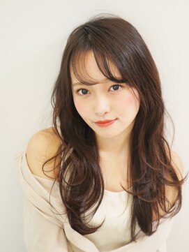 ジーナ 福岡天神(Zina) セシルカットフリンジウェーブx大人かわいい前髪ココアブラウン