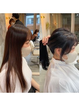 エレノア トーキョー 恵比寿(ELEANOAH TOKYO) 韓国式顔まわりカット(くすみブルー デジタルパーマ)