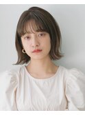 外ハネボブ×ヌーディーベージュ×シースルーバング×大人ボブ