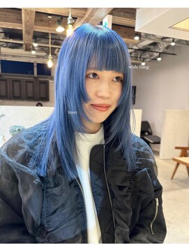 ディッセンバー 神宮前(December) ぱっつん前髪/ブルーカラー/レイヤーロング/ワイドバング