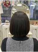 内巻きボブ×アッシュカラー[黒髪/グレーベージュ]