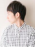 アッシュブラック七三分け束感メンズショートg与野