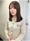 ナチュラルかわいいグレージュ×ストレート
