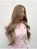 #バレイヤージュ　#ケアブリーチ　#ロングレイヤー