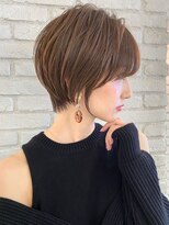 ピンクページュインナーグレージュマチルダボブ前髪