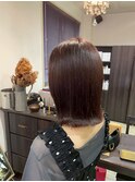 20代30代40代大人可愛いダークブラウン×切りっぱなし外はねロブ
