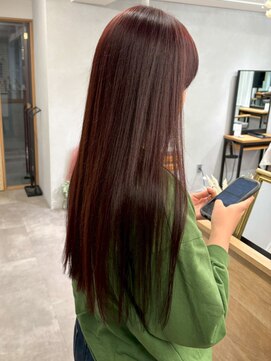 ブリーチなしダブルカラーレッドブラウン＊艶髪透明感カラー