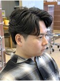 調布メンズパーマフェザーパーマセンターパートガイルヘアゆるめ