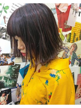 トロニー(TLONY) TLONY渋谷horiピンクラベンダーのハイライトミニボブ