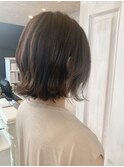 福山市美容室Caary ぱつんとボブ 人気チャコールグレーカラー