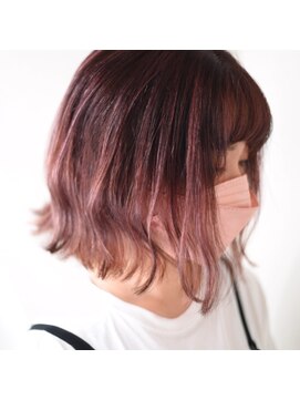 ニコリヘアワークス(nicori hair works) ボブ×ハイライト×ピンクベージュ3