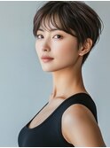 ☆ホワイトグレージュミニウルフデジタルパーマチェリーブラウン