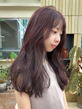 パークレーン アイス イヴェン(park lane ICI yeven) ブリーチなしカラー ピンクブラウン 顔まわりカット/momoka