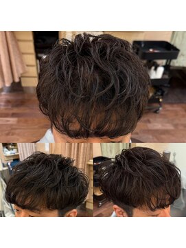 銀座マツナガ 浅草店 ソフトニュアンスパーマツーブロックマッシュ刈り上げ