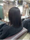 切りっぱなしボブ×縮毛矯正