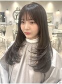 小顔ワンカールレイヤー/透明感カラー/前髪カット/韓国風