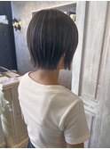 福山美容室carry 切りっぱなしミニボブ大人外ハネ透明感10代20代