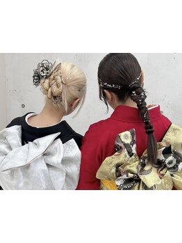 成人式や卒業式の振袖・袴着付け/ヘアセットはお任せください！※要電話予約【天神/振袖/着付け/アレンジ】