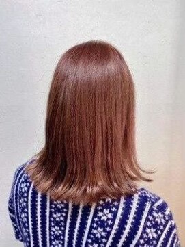 エイム ヘア リアム 調布店(eim hair liam) 切りっぱなしロブ/ミディアム/ピンクブラウン/透明感カラー/小顔
