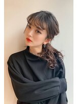 ヌイ 横浜(nui)&nbsp;韓国風シースルーバング_ブランジュネイビーカラーダブルバング