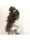デザインカラーハーフアップ