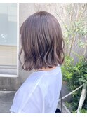 ワンレンボブ透明感やわらかラベンダーカラー