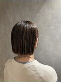 ミニボブ 白髪ぼかしハイライト